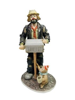 The Emmett Kelly Jr. Collection x Flambro Hurdy Gurdy Man Clown Figurine Ltd Ed.